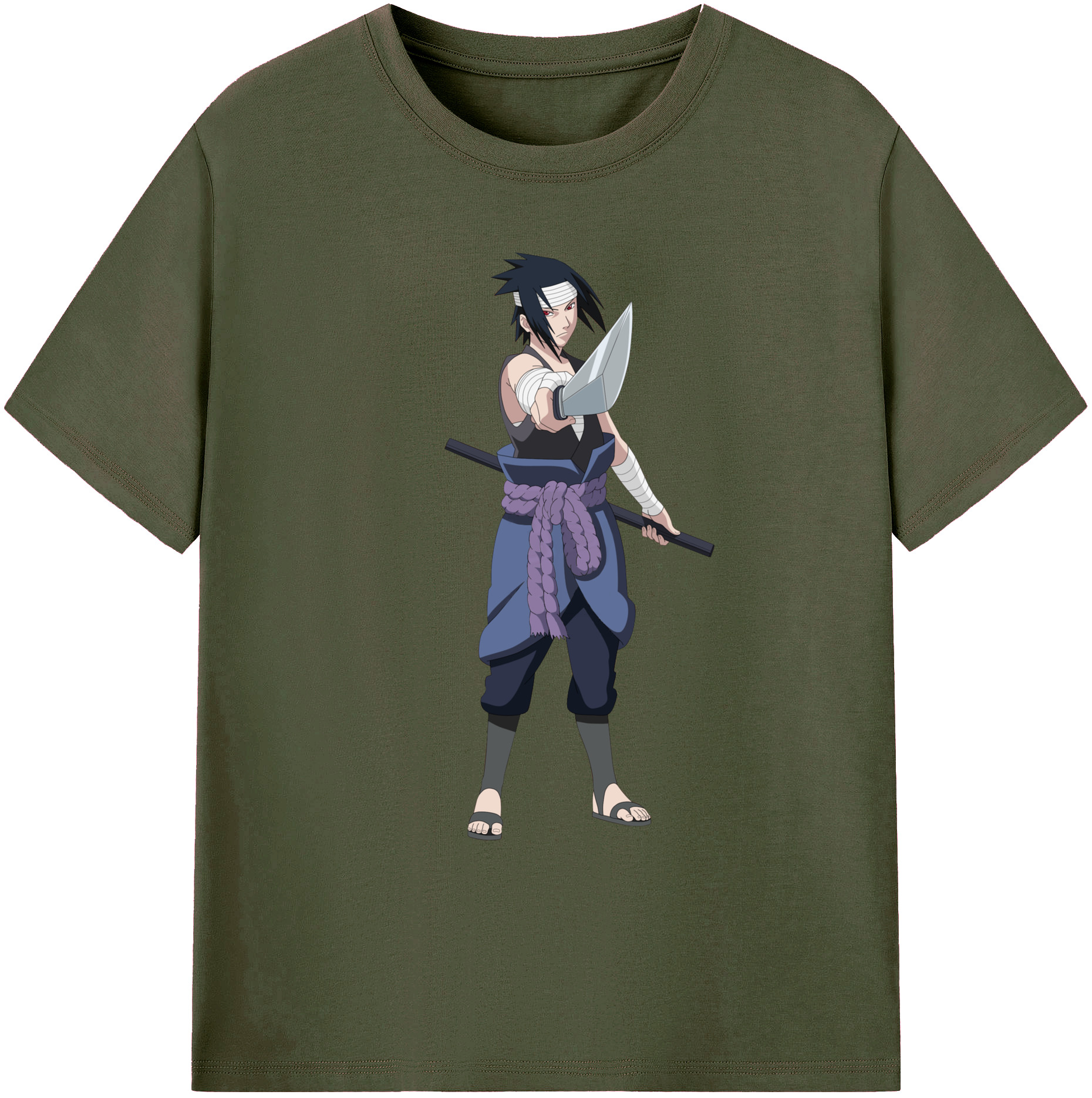 （画像用） NARUTO -ナルト- うちは サスケ Uchiha Sasuke 綿100％ メンズ半袖Tシャツ｜肌触りやわらか＆通気性